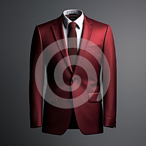 Hyper Realistic Maroon Dress Suit With Detailed Mannerist Style