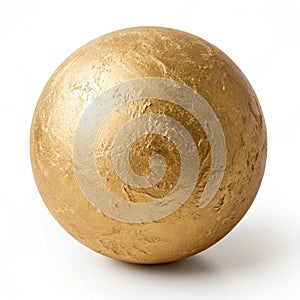 Hyper Realistic Matte Gold Orb Floating isolated on white background