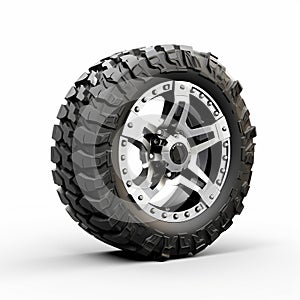 Hyper-realistic Off Road Tire Design On White Background
