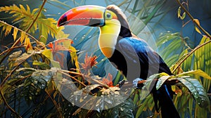 Hyper-realistic Toucan Art: A Vibrant Blend Of Fantasy And Reality photo