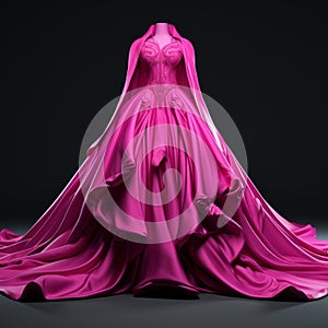 Hyper Realistic Pink Gown Model On Dark Background