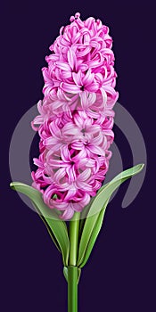 Hyper Realistic Pink Hyacinth Flower Vector Illustration