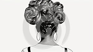 Hyper-realistic Pop Illustration Of Woman With Curled Hair