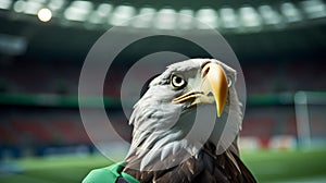 Hyper-realistic Portraiture Of Soccer Eagle With Osprey Mascot At Soccer Stadium