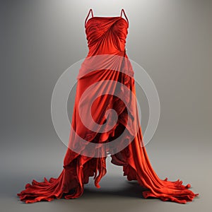 Hyper Realistic Red Dress: Photorealistic Rendering With Elaborate Drapery