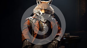 Hyper-realistic Sci-fi Fox In Red Coat: Inventive Character Design