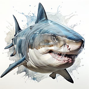 Hyper-realistic Shark Illustration With Water Splash