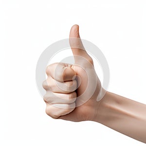 Hyper-realistic Thumbs Up Sculpture On White Background