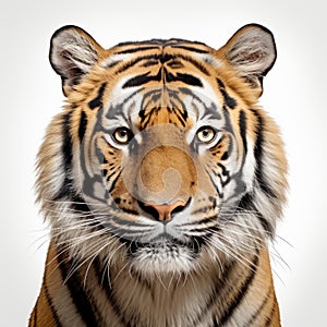 Hyper-realistic Tiger Head Render On White Background