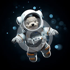 Hyper-realistic Water Space Dog Mascot In Astronaut Suit photo