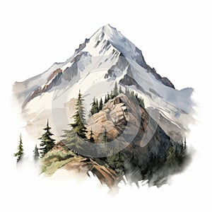 Hyper Realistic Watercolor Mountain Art: Detailed Rendering In 2d Game Style