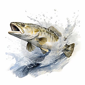 Hyper-realistic Watercolor Painting Of Cod: Vector Illustration