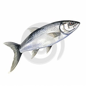 Hyper-realistic Watercolor Painting Of A Herring With High Contrast