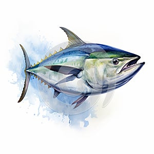 Hyper-realistic Watercolor Painting Of A Tuna: Detailed Character Illustrations In Vibrant Colors