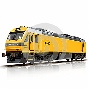 Hyper-realistic Yellow Locomotive With Streamlined Design