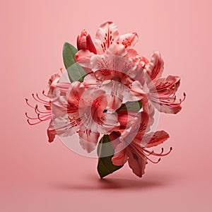 Hyper-realistic Zbrush Bouquet: Red Flowers On Pink Background