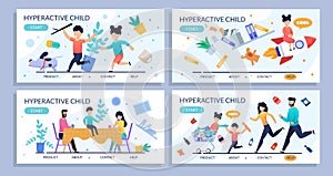 Hyperactive Child Flat design Set for Landing Page