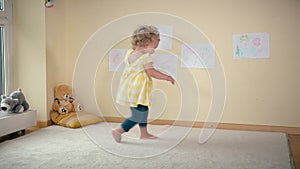 Hyperactive toddler girl fast moving