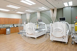 Hyperbaric chambers used in wound treatment in a medical clinic