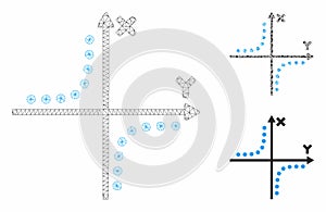 Hyperbola Plot Vector Mesh Network Model and Triangle Mosaic Icon