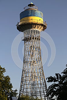 Hyperboloid water tower in Cherkasy, Ukraine, designed and built by Vladimir Shukhov in 1913-1914
