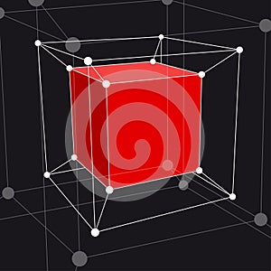 Hypercube 3D object. Vector Illustration