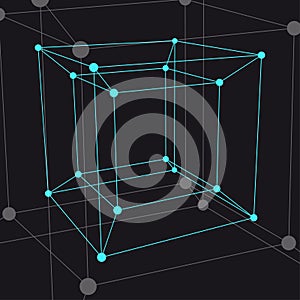 Hypercube 3D object. Vector Illustration