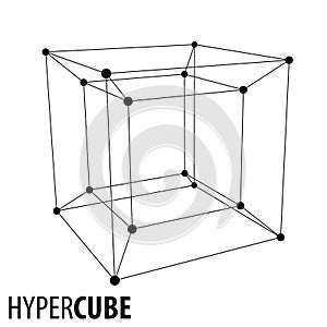 Hypercube 3D object. Vector Illustration