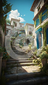 Beautiful Ancient Greek Coastal Fantasy Town photo