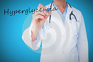 Hyperglycemia against blue background with vignette