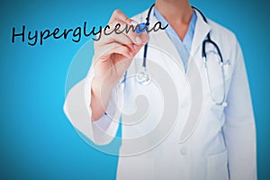 Hyperglycemia against blue background with vignette photo