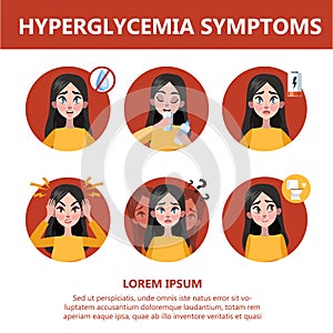 Hyperglycemia symptoms and signs. Blurred vision, dizziness