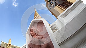 Hyperlapse around Ancient the Golden Pagoda of Wat Bowonniwet Vihara in Bangkok