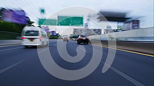 Hyperlapse Night City Traffic Motion Blurs on high way