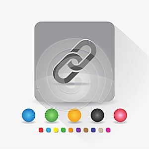 Hyperlink chain icon. Sign symbol app in gray square shape round corner with long shadow vector illustration and color template
