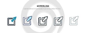 Hyperlink icon in different style vector illustration. two colored and black hyperlink vector icons designed in filled, outline,