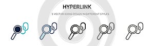 Hyperlink icon in filled, thin line, outline and stroke style. Vector illustration of two colored and black hyperlink vector icons