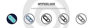 Hyperlink icon in filled, thin line, outline and stroke style. Vector illustration of two colored and black hyperlink vector icons