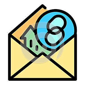 Hyperlink mark in the envelope icon color outline vector