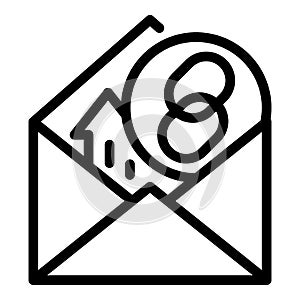 Hyperlink mark in the envelope icon, outline style