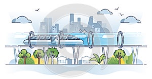 Hyperloop train transportation with high speed express outline concept