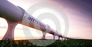 Hyperloop transportation concept. Futuristic transportation tech photo