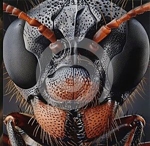 hyperreal images of an ants face, extremely high detail close-up photo