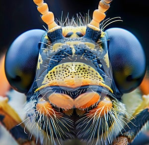 Hyperreal images of a caterpillar face, extremely high detail close-up photo