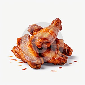 Hyperrealism Photography Of Bbq Wings On White Background