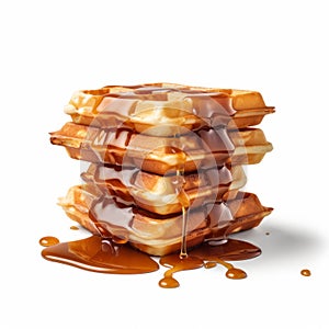 Hyperrealism Photography: Waffles De Choclo With Sauce Pouring - Mike Campau Style