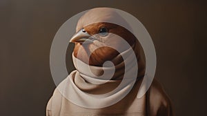 Hyperrealist Bird Portrait With Head Scarf By Febe