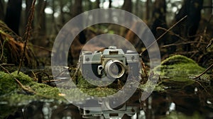 Hyperrealist Photobash: Old Camera In The Swamp photo
