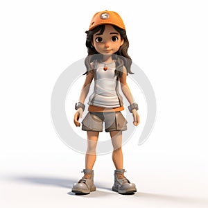 Hyperrealistic 3d Render Of Ava, A Cartoon Character In Shorts