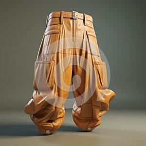 Hyperrealistic 3d Render Of Tan Leather Pants